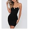 Just Quella Women Sexy Bodycon Party Dresses Backless Spaghetti Straps Clubwear Mini Dress (S, Black)