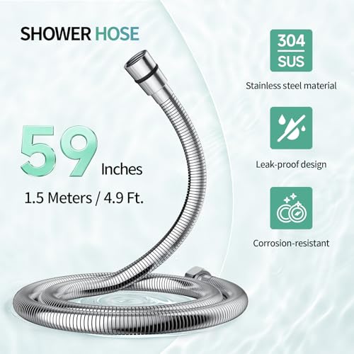 Image of SR SUN RISE Flexible 304 Stainless Steel Shower Hose, 59 Inch, Chrome