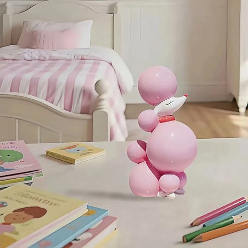 Estatua decorativa perro globo rosa resina 6 pulg miniatura 2