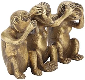 Juicemoo Monkey Statues, Three Monkeys Brass Monkeys Hear‑No Evil See‑No Evil Speak‑No Wise Monkey Statues for Home Office Decorations