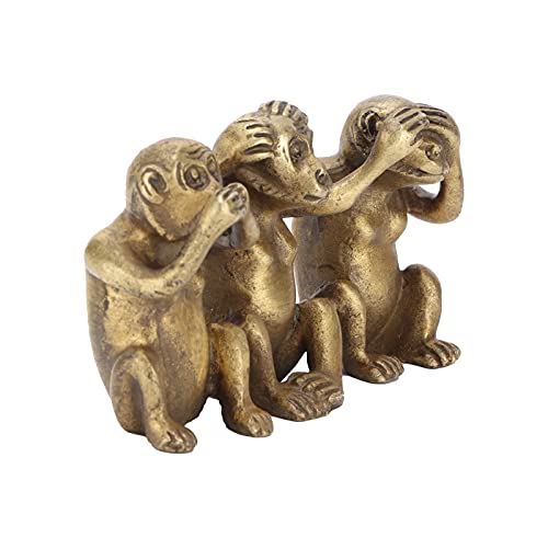 Juicemoo Monkey Statues, Three Monkeys Brass Monkeys Hear‑No Evil See‑No Evil Speak‑No Wise Monkey Statues For Home Office Decorations #TOP2
