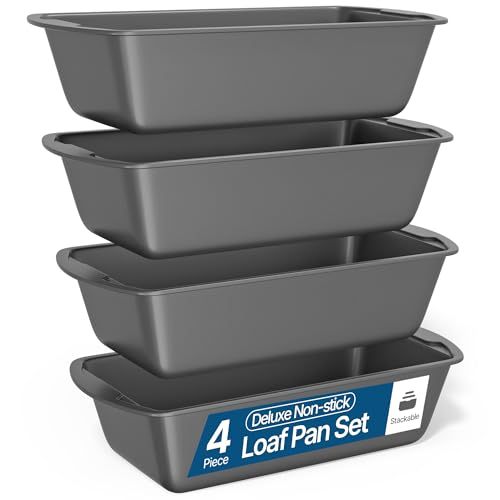 BAKKENMASTER Bakken- Swiss Loaf Pan Set 4-Piece - Deluxe Nonstick Carbon Steel Bakeware for Perfect Bread and Cakes – Dishwasher Safe, Premium Pans for Home Baking