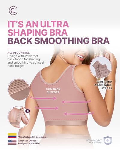 CURVEEZ Post-Surgery Front Closure Wireless Bra, Compression Shapewear Top with Wide Straps for Breast Augmentation Recovery3