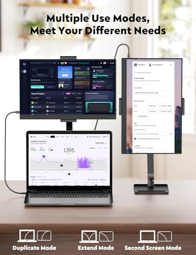 Image of 15.6 inch Portable Monitor with Adjustable Stand, 1080P FHD IPS Screen Extender, USB-C /HDMI Port, Ultra Slim Travel Monitor with Eye Protection, Plug and Play for Laptop /PC /Mac /Android /Switch /PS5