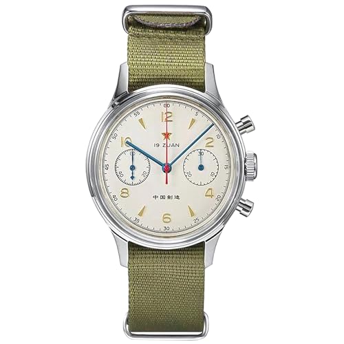 SEAKOSS Retro-Chronograph Seagull 1963 Original Seagull ST1901 Movement Men Mechanical Watch Hand Winding Sapphire & Acrylic Mirror Pilot Wristwatch (38mm-Acrylic No Gooseneck)