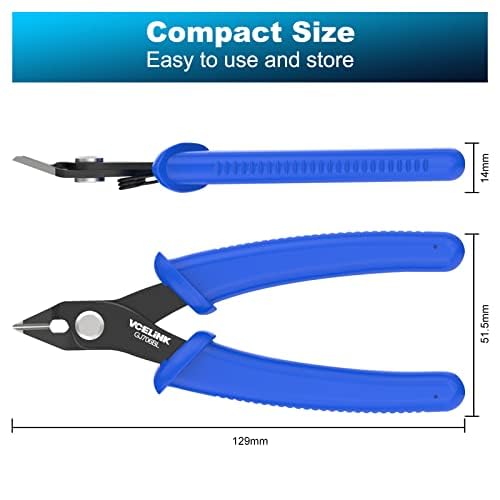 VCELINK Wire Cutters Small 5 Inch 2 Pack, Electrical Precision Flush Cutters Sharp Snips Ideal for Craft Cable Tie - Image 2
