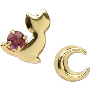 Amazon | [四葉のクローバー] 18金 エメラルド 猫 ピアス 18k K18