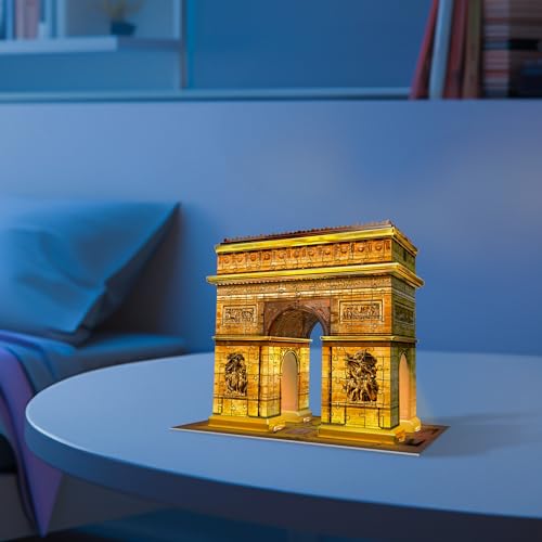 Ravensburger 3D Puzzle 12522 - Triumphbogen Night Edition - das weltbekannte Wahrzeichen aus Paris als LED beleuchtetes 3D Modell… – Ansicht 5