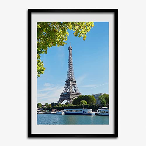 Cadre photo en bois 50x70 Tulup avec affiche decorative moderne peinture Tour Eiffel Paris
