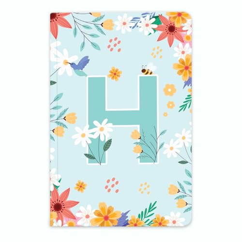 Image of Initial H Premium Soft Bound Notebook Diary for Girls and Women (B6, 90 GSM, 160 Ruled Pages) Floral Design Notebook Journal Diary