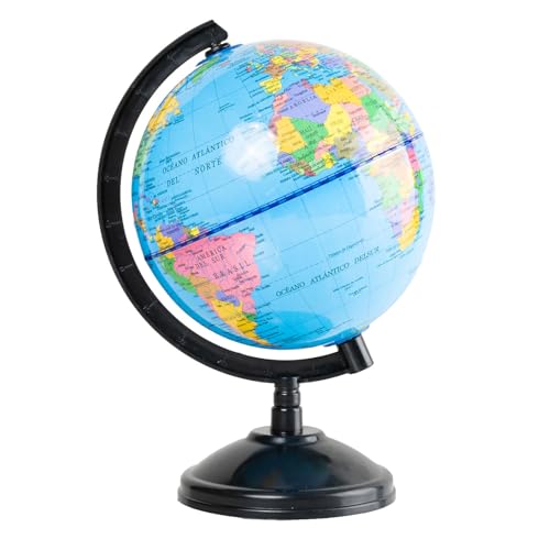 Globo Terráqueo 14cm Mapa Politico Español Globo Educativo Girable 360º Cartografia, Decoración de Escritorio, Material Escolar