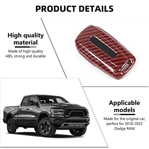 Image of RAZPOY for RAM Key Fob Cover Replacement Key Case Shell Protector Holder for 2018-2022 Dodge RAM 1500 2500 3500 Accessories, ABS Plastic (Red Carbon Fiber)