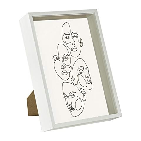 Nicola Spring Deep Box Photo Frame - 3D Shadow Picture Craft Display - Standing, Hanging - A4 (8 x 12) - White Cover
