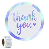 joycraft 500Pcs Thank You Stickers, 1.5 inch Holographic Rainbow Silver Gift Stickers Roll, Round Thank You Labels for Small Business, Envelope Seals, Gift Wrapping, Bags