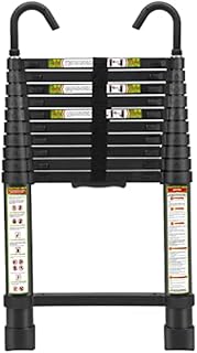 Telescopic Ladder, 10.5FT RIKADE Aluminum Telescoping Ladder with Non-Slip Feet and Stable Hook, Portable Extension Ladder for Household and Outdoor Working, 330lb Capacity
