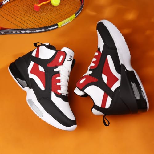 Image of Zixer High Top Sneakers for Men | Stylish Casual Basketball Inspired Shoes for Men | Lace-Up Ankle Length Fashion Sneakers | Lightweight Comfortable Walking Shoes for Men