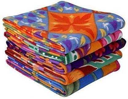 Bezzilish Home Self Design Single Fleece Blanket (Microfiber, Multicolor) - Pack of 5