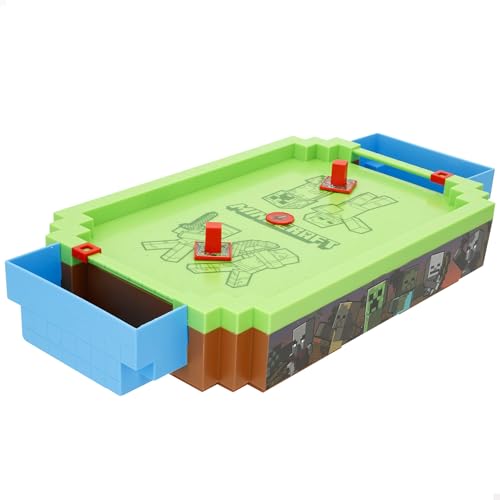 COLORBABY Minecraft Air Hockey Mesa electrónico, Overworld, Superficie Aire, Marcador, Diseño Premium, Licencia Oficial, Juegos Mesa electrónicos, Juguete colección, Niños, Adultos (77715)