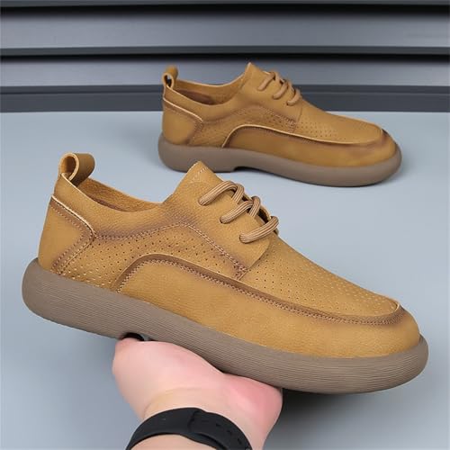 Men's Lace Up Handmade Genuine Leather Oxford Shoes Round Toe Soft Outdoor Casual Breathable Flats Driving Boat Shoes3