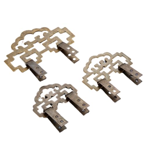 Image of FENG GUO 2Pcs Antique Bronze /Brass Decorative Frame Hanging Picture Oil Painting Mirror Frame Hooks Hanger with Screws Furniture Hardware(Antique Bron 80X46mm)