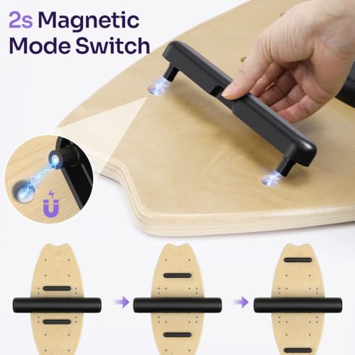 Image of Sportneer Balance Board - 7 Modes Wobble Board with Adjustable Stoppers - Exercise Balancing Stability Trainer for Improve Balance, Surf Trainer & Physical Therapy - Roller and 2.8'' Ball Included