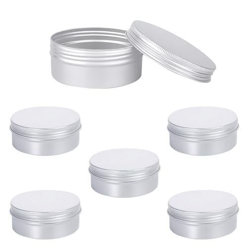 XINGSUI 6 Pièces 150ML Pots en Aluminium, Pots de Contenants Cosmétiques Vides, Boite Ronde en Aluminium, avec Couvercle à Bouchon à Visser, pour Bougies,...