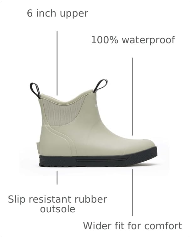 Image of XTRATUF 6 inch Men's Wheelhouse Ankle Deck Boot - Wide Fit - 100% Waterproof Rubber Footwear - Slip & Oil-Resistant Outsole - Reinforced Heel & Toe - Moisture-Wicking Liner