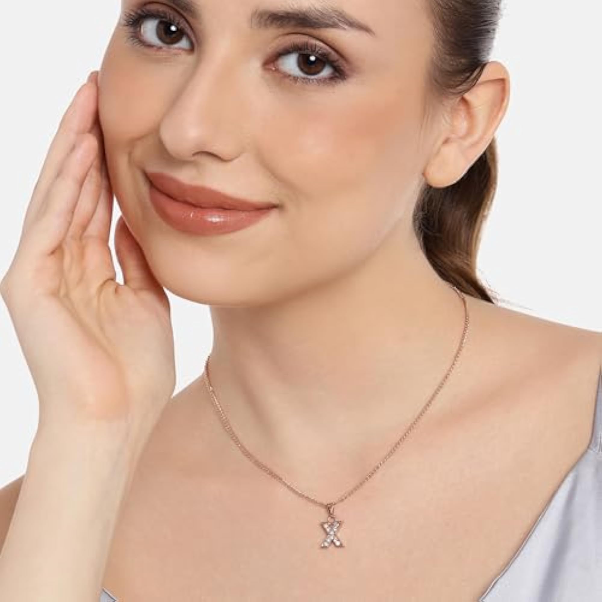 Rose Gold Plated Elegant Letter Pendant with Crystals