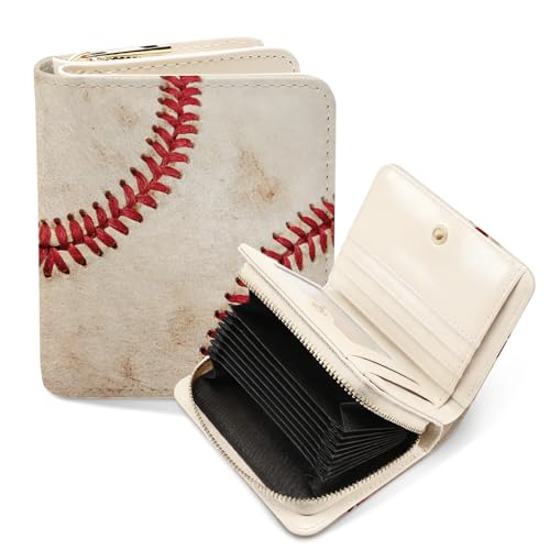 RTTLALUO Credit Card Holder Wallet for Women Baseball Wallet For Women Aesthetic Baseball Card Holder Purse Birthday Christmas Graduation Gifts For Women Office Daily Purse