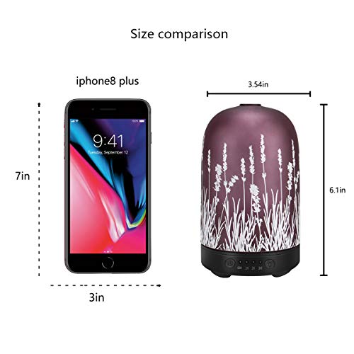 PUSEAYZ Essential Oil Diffuser 120ml Glass Fragrance Ultrasonic Cool Mist Humidifier and Waterless Auto Shut-Off 4 Timed Settings for Home Office Yoga Spa Baby