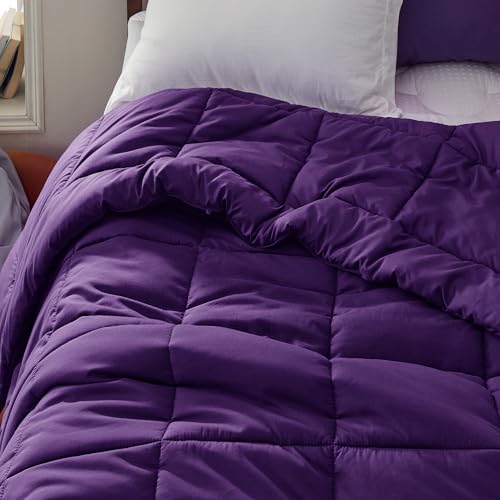 Image of Bedsure Comforter Duvet Insert - Quilted Comforters Twin XL Size, All Season Duvet, GentleSoft Down Alternative Bedding Blanket, with 8 Tabs, Gifts for Women /Men, Purple, Twin XL 92 x 68 Inches