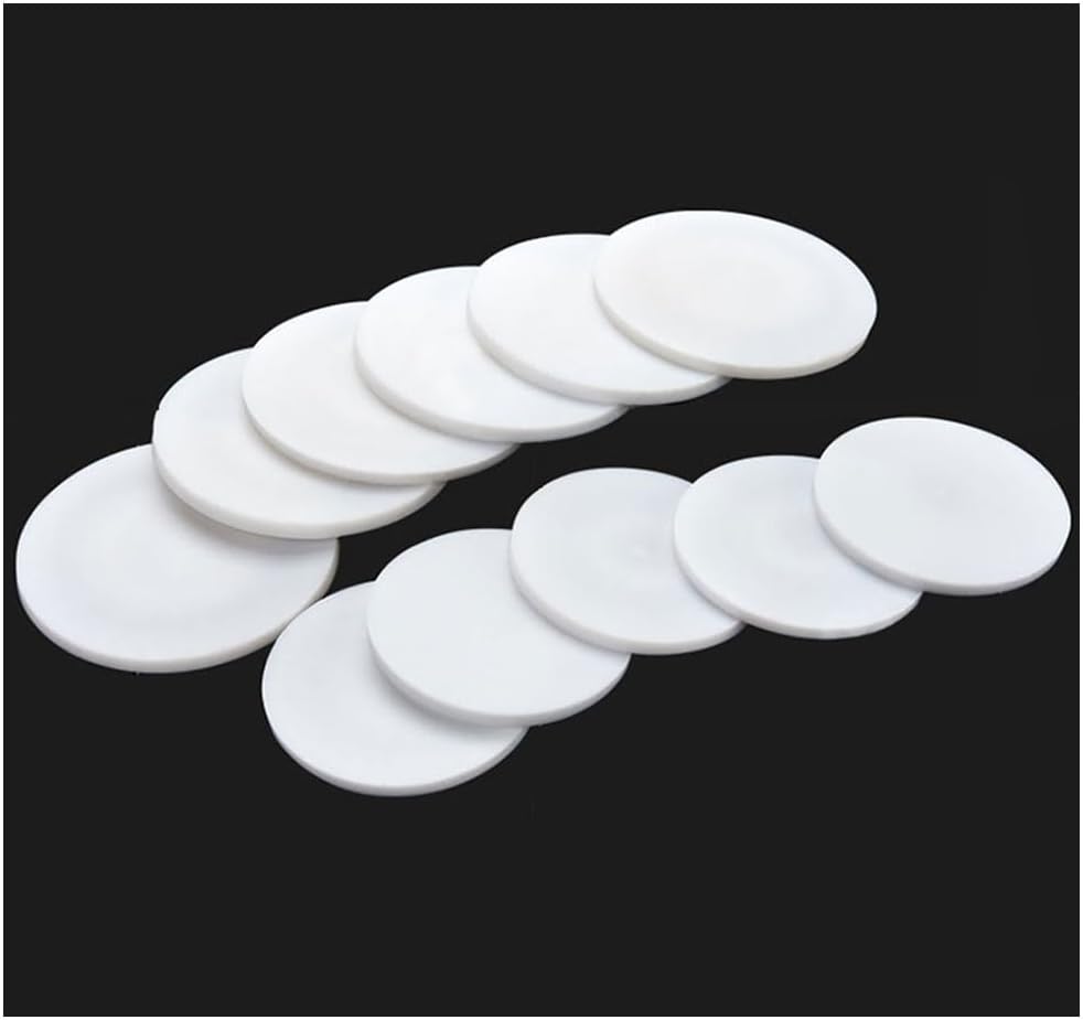 10 Pcs 5mm PTFE Circular Sheet Discs, White Solid Polytetrafluoroethylene Sealing Gaskets, High-performance Plastic Blind Pads(50x5mm)