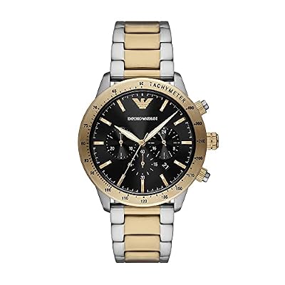 Emporio Armani Orologio Uomo, movimento cronografo, cassa in acciaio inossidabile 43 mm con bracciale in acciaio inossidabile, AR11521