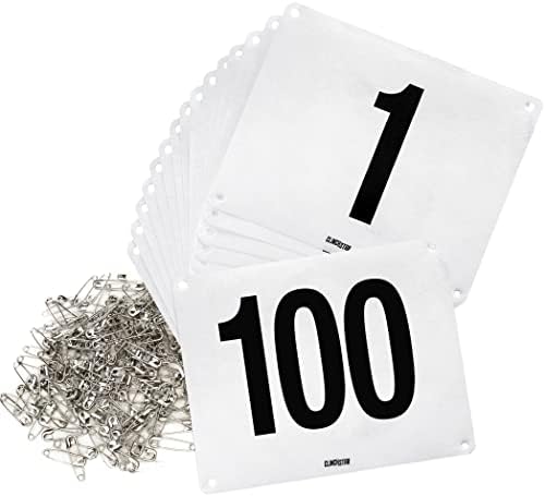Clinch Star Running Bib Large Numbers with Safety Pins for Marathon Races and Events - Tyvek Tearproof and Waterproof 6 X 7.5 Inches