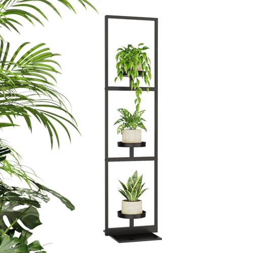 Support de fleurs pour pots et plantes d'intérieur : étagère d'angle 3 niveaux en métal - 7