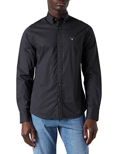 GANT Herren SLIM BROADCLOTH BD, Schwarz, XL EU