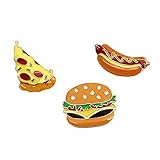 zhenleisier Brooch Pin,3Pcs/Set Women Cute Cartoon Pizza Hot Dog Burger Enamel Brooch Pin Shirt...