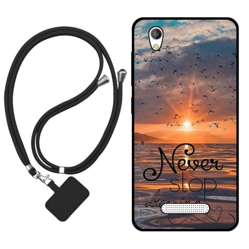 Sunrive Hülle Kompatibel mit ZTE Blade A452 Hülle,matt Handyhülle Schutzhülle Etui Karikatur Muster TPU Backcover (Das Meer,Möwen,die Sonne) +1x Universale Handykette MEHRWEG