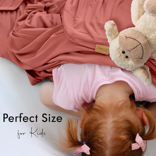 Image of K E L O R Swaddle Blankets, Baby Swaddling Wrap Nursery Blanket for Boys & Girls Unisex, Soft 95% Viscose from Bamboo and 5% Spandex, Large 45 x 45 inches, Ribbed Blush Pink