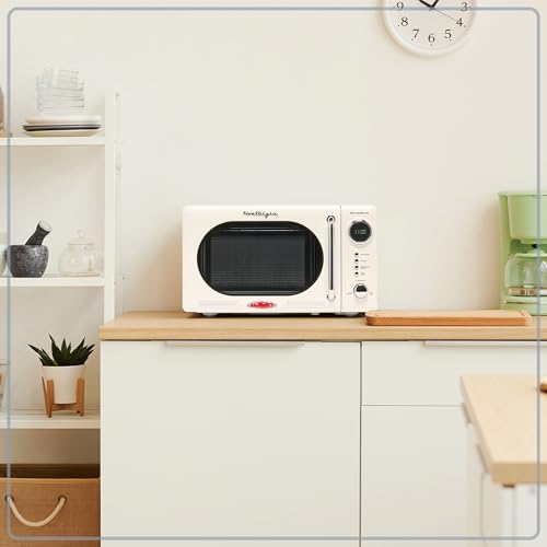 Nostalgia 0.7 Cu. Ft. Retro Compact Countertop Microwave Oven, Ivory
