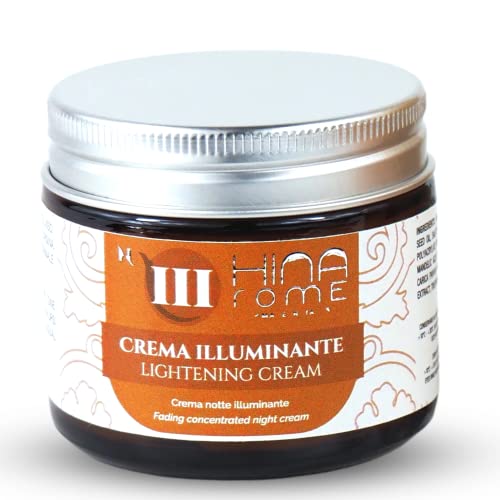 HINA Rome Crema de Noche Anti-oscurecimiento e Iluminadora del Rostro con Hibisco, Gayuba, 60 ml (Made in Italy)