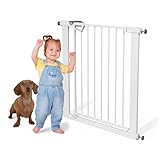 MS BabyWorld – Barrera de Puerta – Barrera de Seguridad para Niños y Mascotas | Autocierre | para Puertas y Pasillos | 75 a 82 cm | Fácil Instalación