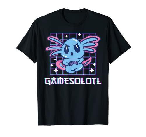Gamesolotl Axolotl Video Gamer Kawaii Anime Boys Girls Camiseta