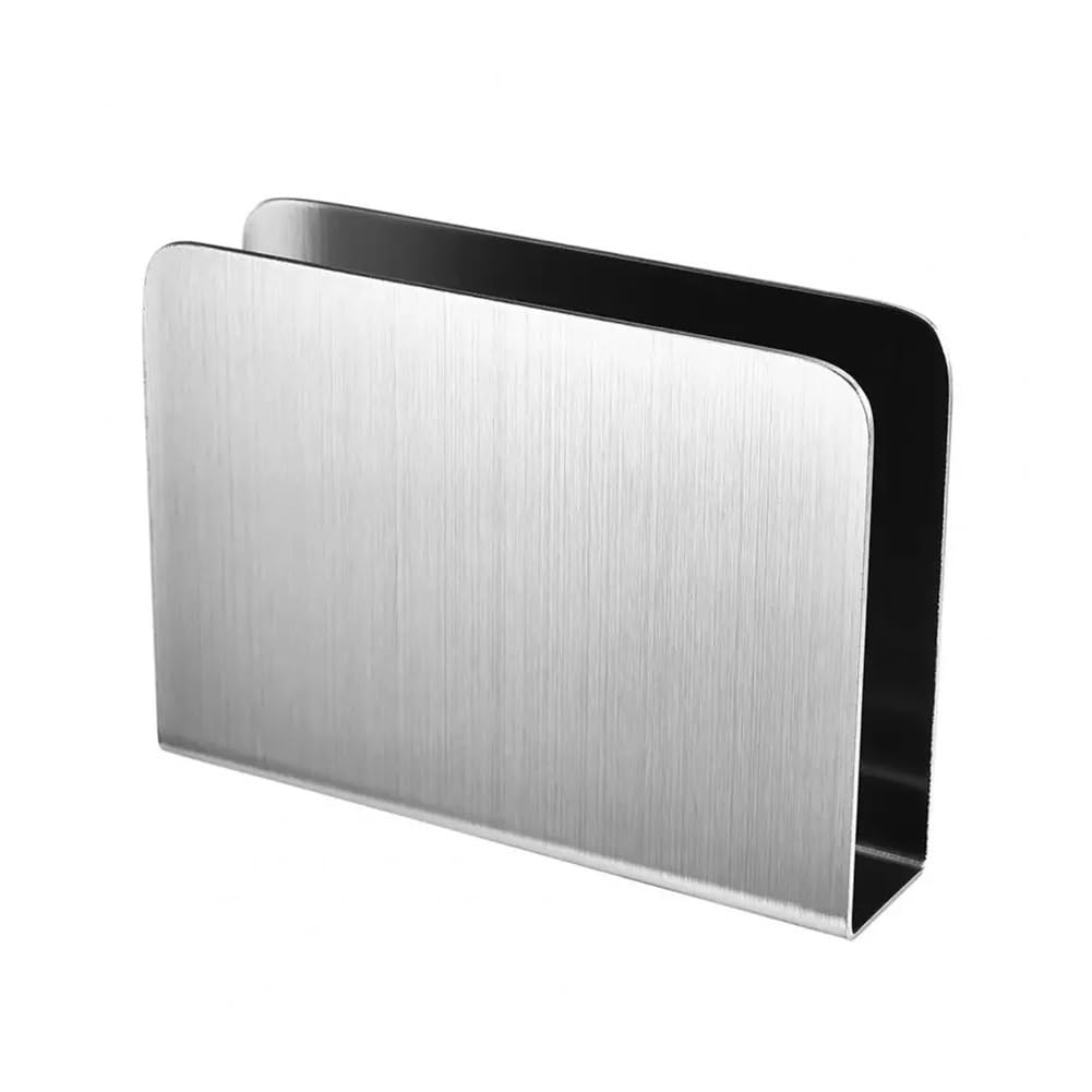 Aimanqi Silver Square Useful Tissue Holder Stainless Steel Large Capacity Stable Base Napkin Dispenser Household Supplies(Silver Square)