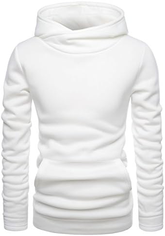 Showblanc (SBNKH510) Mens Stylish Pullover Funnel Collar Fleece Lined Hooded Sweatshirt WHITE US XS(Tag size XS)