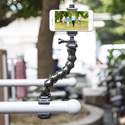 Suptig Phone Holder Desk Gooseneck Mount, Cell Phone Clamp Clip for Pole, Mobile Phone Mount Stand, Compatible for iPhone 16 Plus Phone 15 Pro Xs Max XR X 8 7 6 6s Plus and Other 4-7'' Device