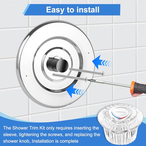 Image of Shower Trim Kit, Compatible with Moen T470 Chateau Shower Trim Kit, for Dual Seal Cartridge Trim Kit and Single Handle Tub /Shower Trim, Includes Escutcheon, Tubes, Shower Handle and Screws, Chrome