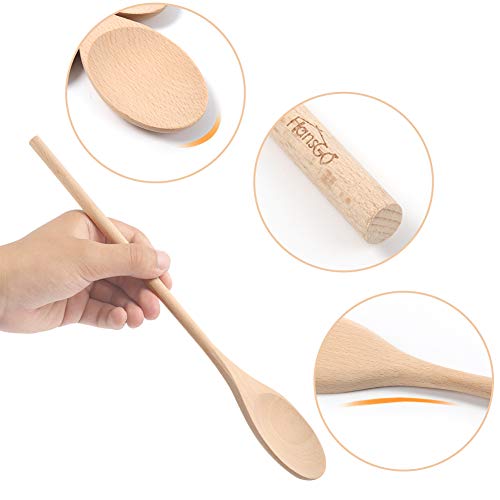 Hansgo HH0119 Long Handle Wooden Cooking Mixing Oval Spoons thumb #2