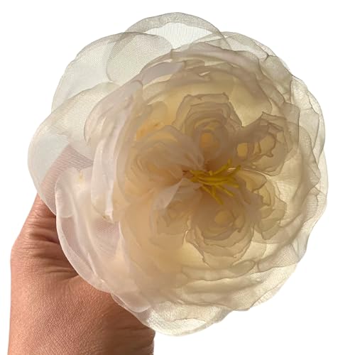 Image of Handcrafted Silk Rose Brooch, Claire Austin English Rose Inspired, Organza flower brooch, Handmade Flower pin