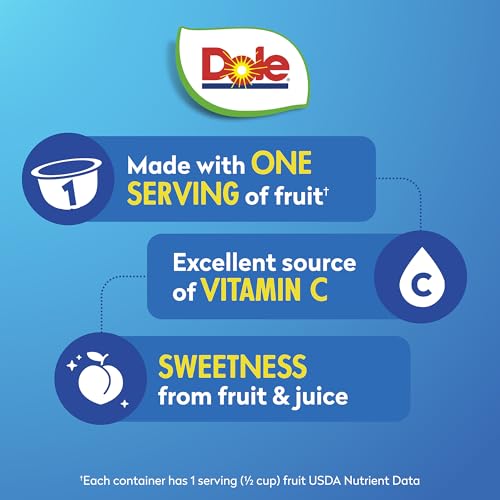 Image of Dole Fruit Bowls, Diced Peaches in 100% Fruit Juice Snacks, 4oz 24 Total Cups, Gluten & Dairy Free, Bulk Lunch Snacks for Kids & Adults | In 100% Fruit Juice Snacks, Gluten & Dairy Free